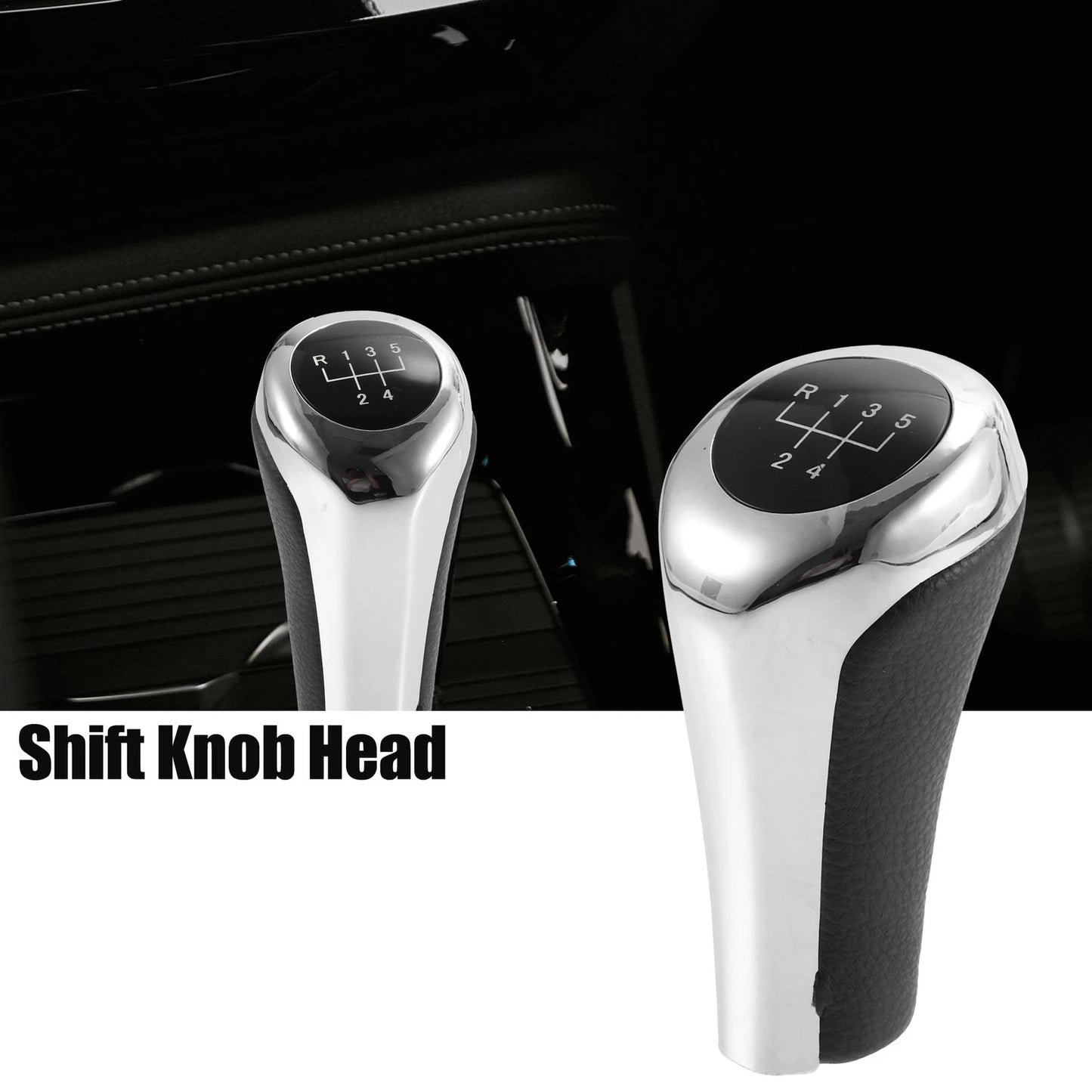 5 Speed Manual Shift Knob for BMW X1 E84 Faux Leather Black Silver Tone