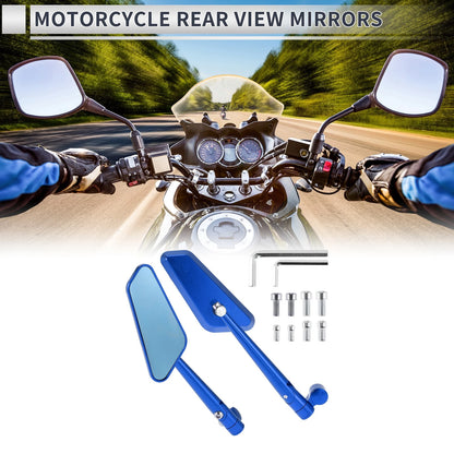 M8/M10 Rear View Mirrors Prismatic Blue Aluminum Alloy 1 Set for Motorcycle