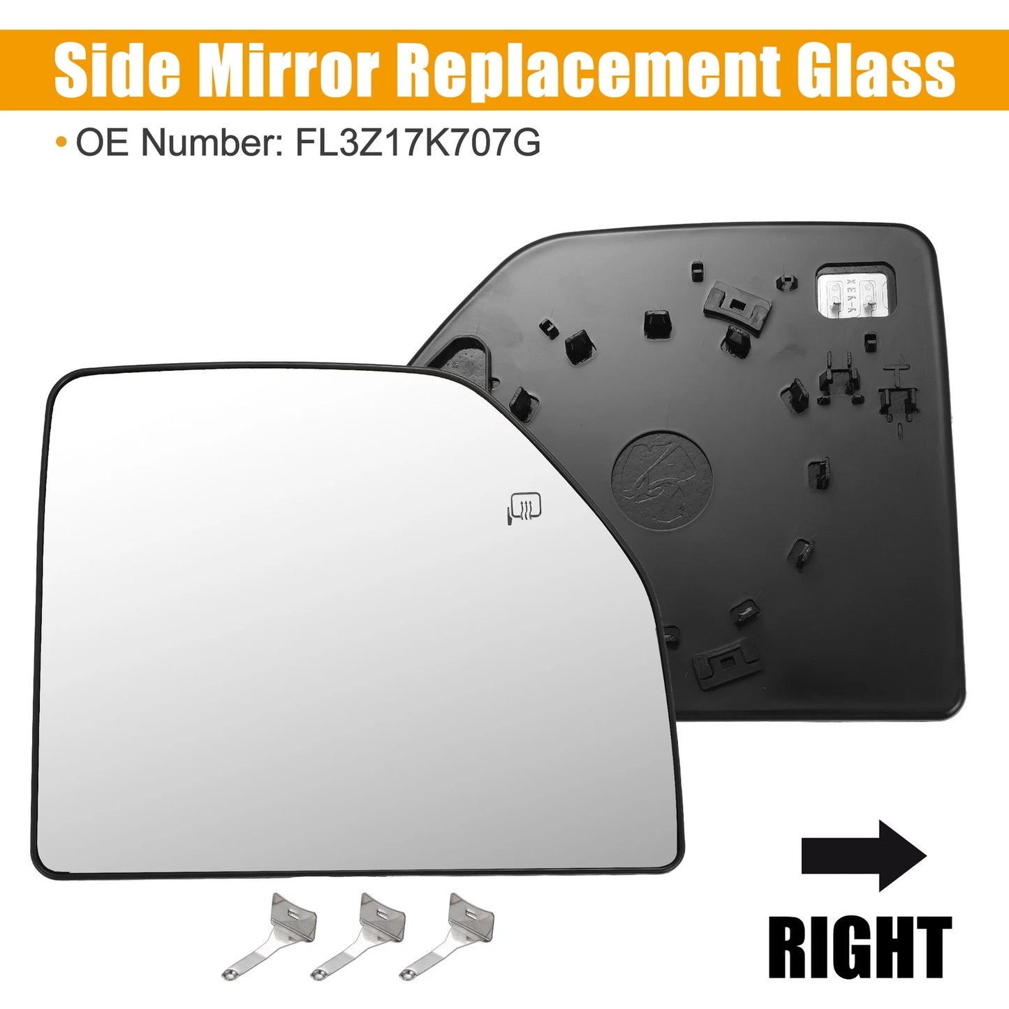 Heated Upper Towing Mirror Glass for Ford Passenger Side