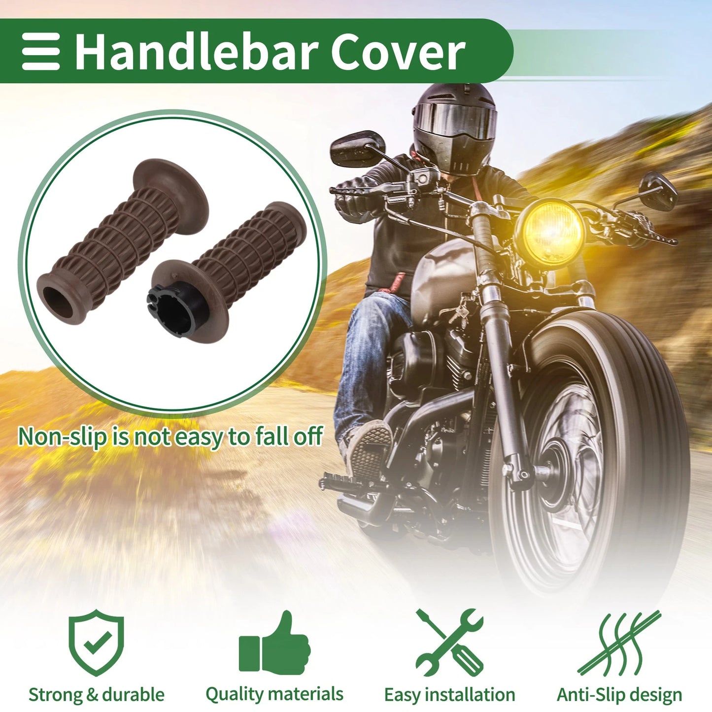 25mm Hand Grips Cover Kit Handlebar Cover TPU Dark Brown for Motorcycle