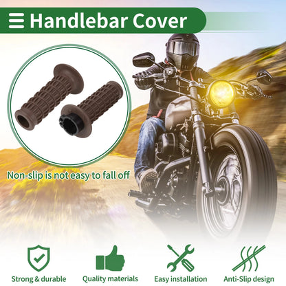 25mm Hand Grips Cover Kit Handlebar Cover TPU Dark Brown for Motorcycle
