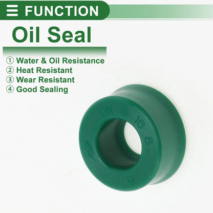 Oil Seal Rotary Shaft Seal TPU 8x16x8mm High Pressure Green 5 Pcs