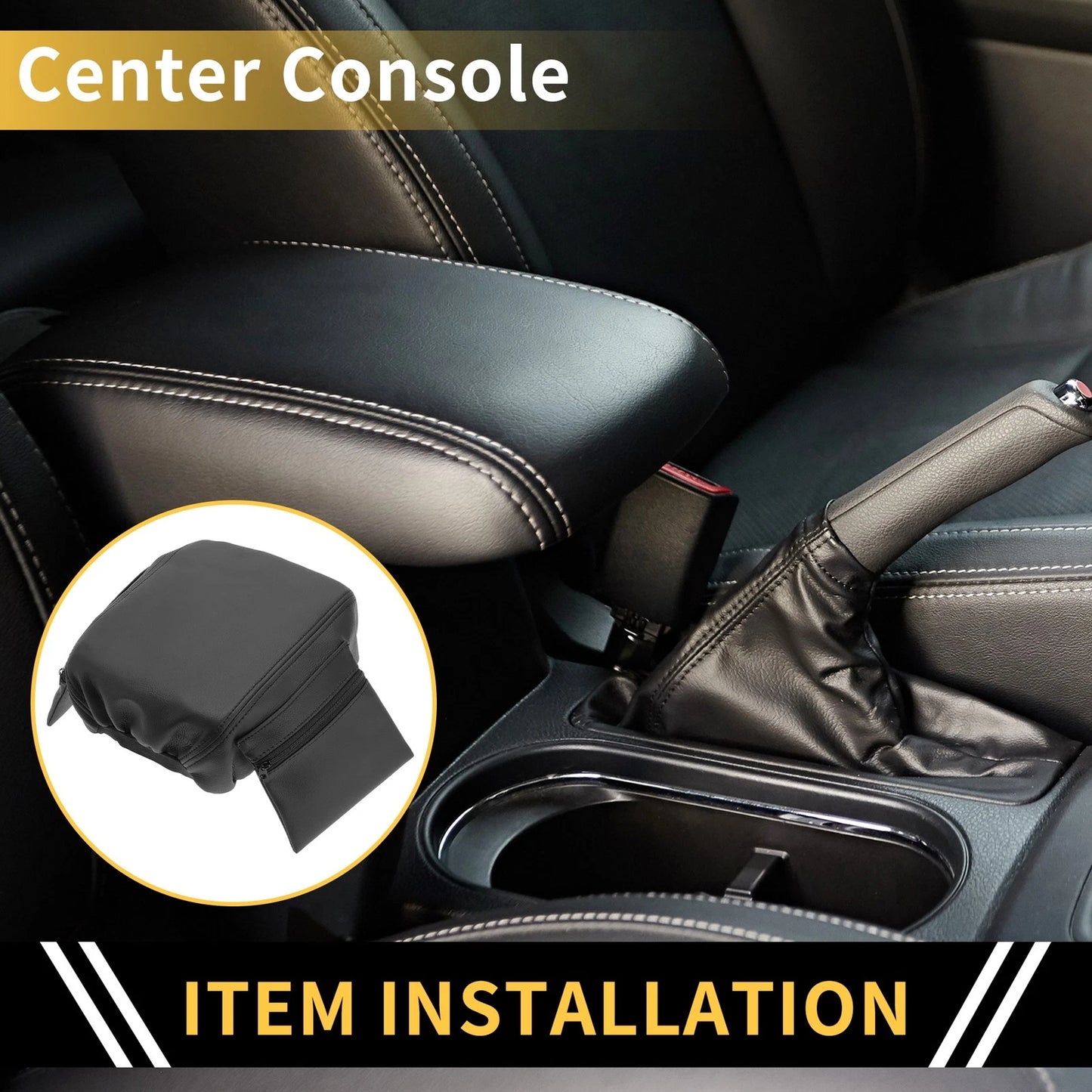 Arm Rest Cover for Jeep Wrangler - Microfiber Leather, Black