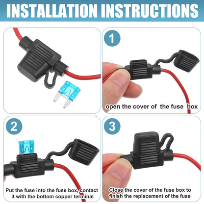 3 x DC 12V Car ATC Blade Style Mini Fuse Holder with 15A Fuse