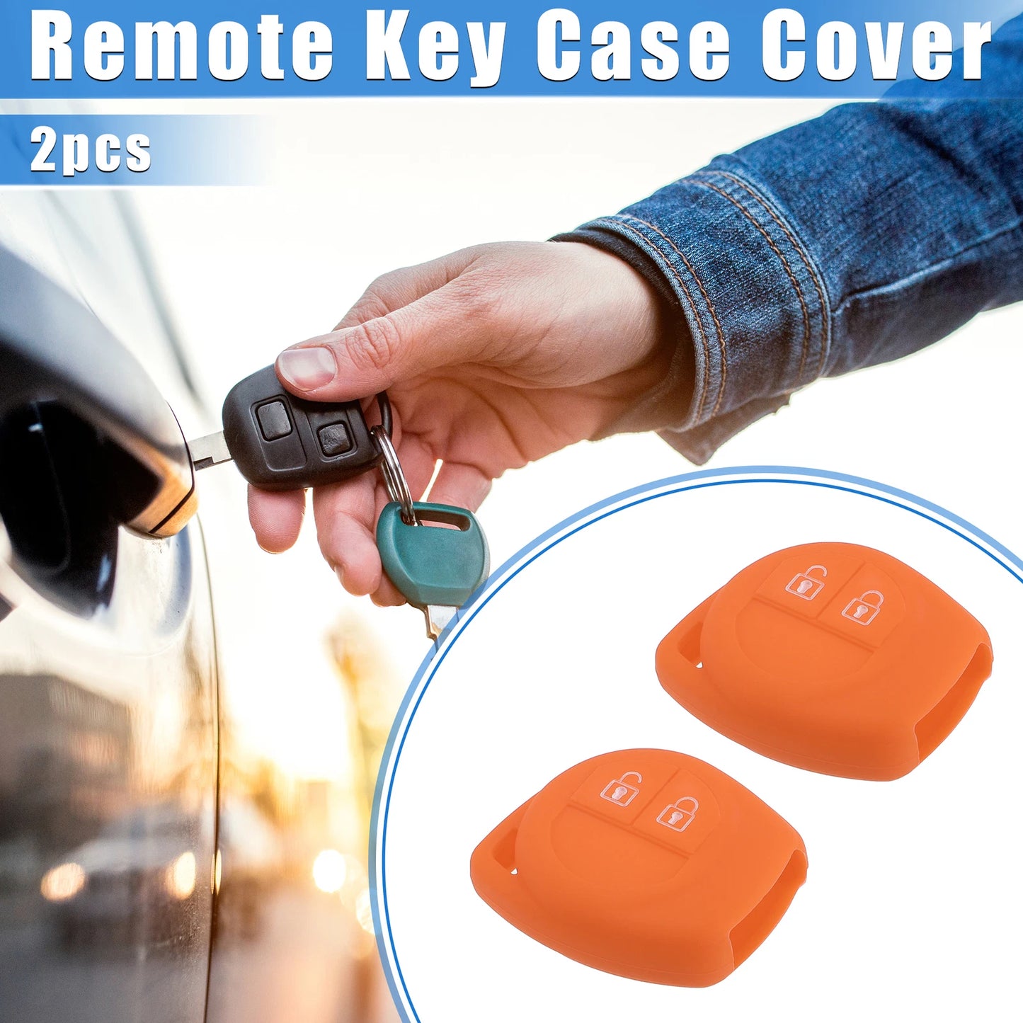Car Remote Key Fob Case Protectors for Suzuki 2 Button Silicone Orange