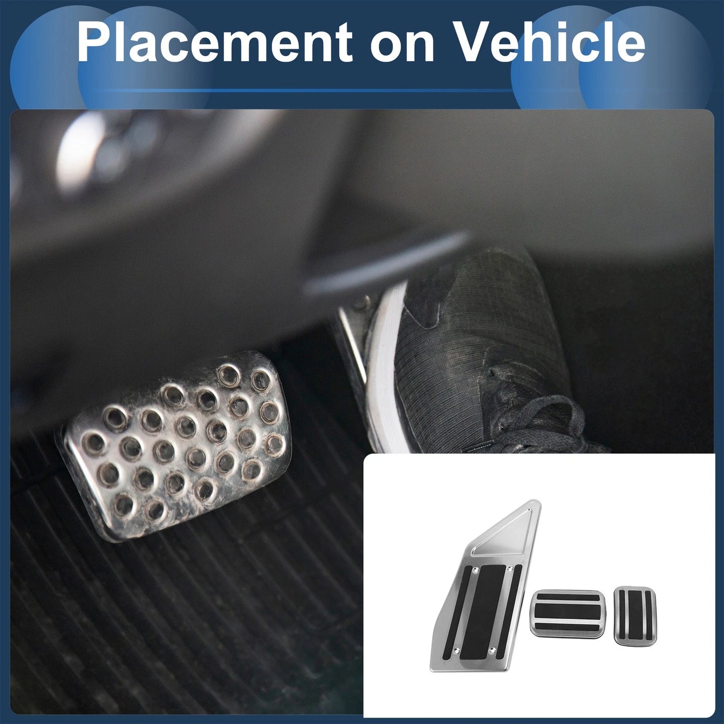 3 x Foot Accelerator Pedal Covers for Peugeot 508 (2012-2014) Silver Tone