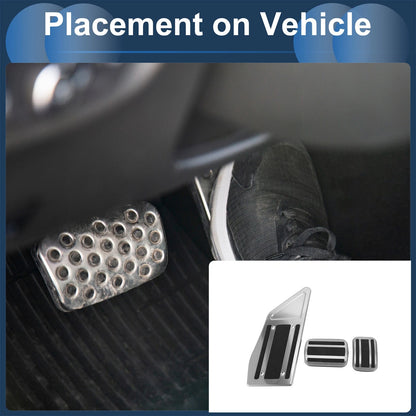 3 x Foot Accelerator Pedal Covers for Peugeot 508 (2012-2014) Silver Tone