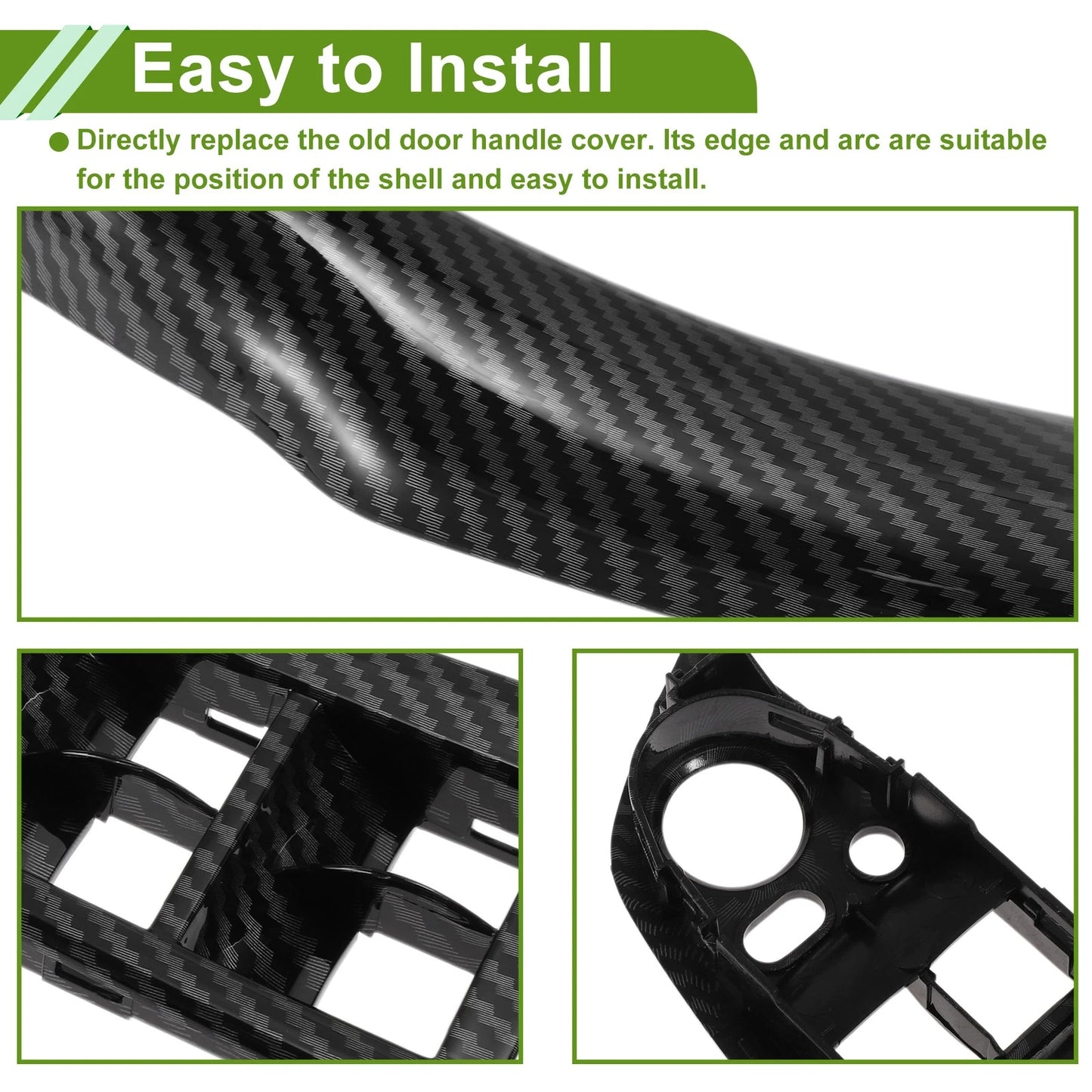Door Panel Handle Pull Trim Cover for BMW X5 E70 2007-2013 Carbon Fiber Black
