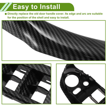 Door Panel Handle Pull Trim Cover for BMW X5 E70 2007-2013 Carbon Fiber Black