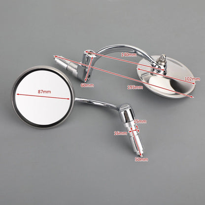 Mirrors Pair for 17.2-22mm Handlebars Chrome for Cafe Racer / HBobber