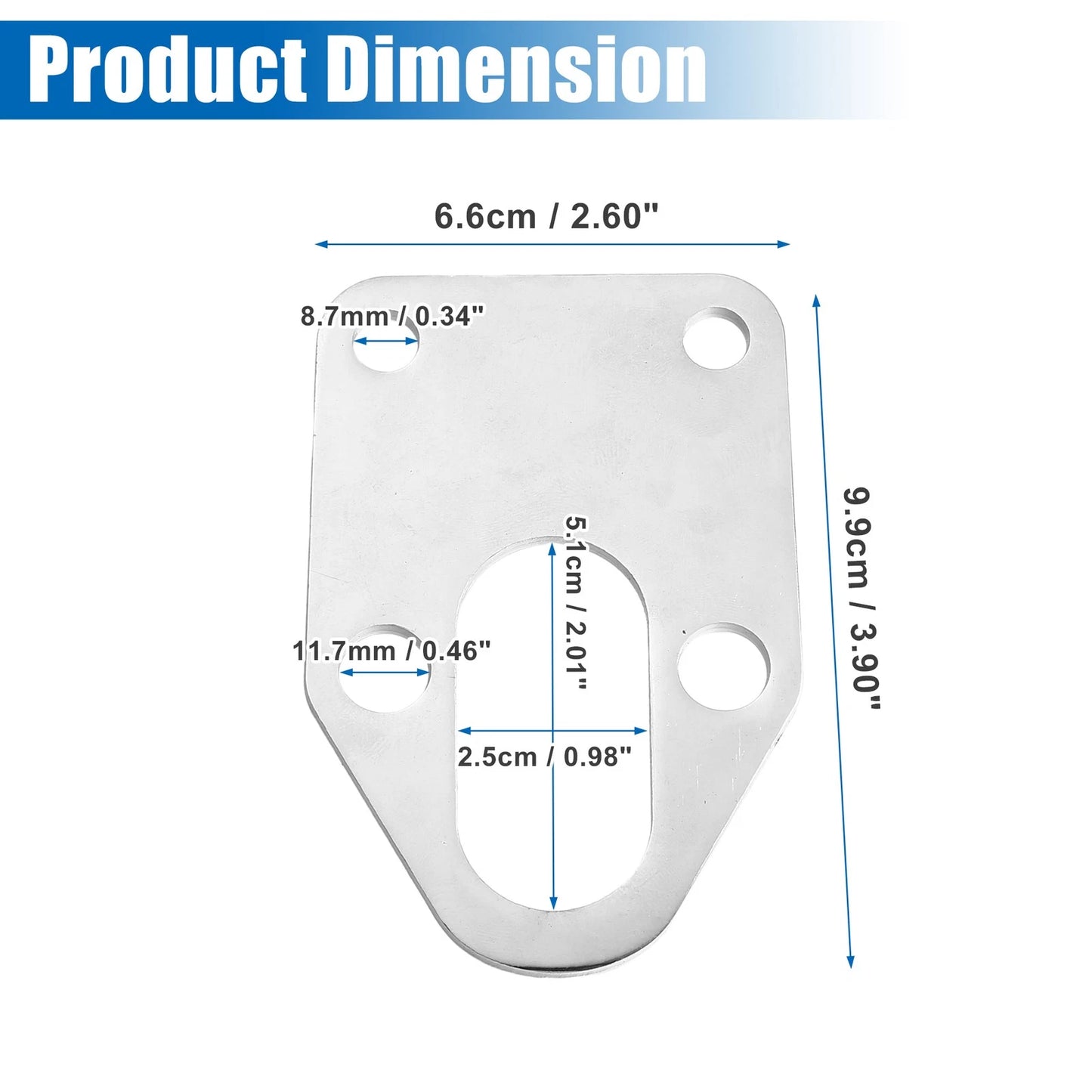 Set Fuel Pump Mounting Plate with Gasket for Chevy SBC Engine Silver Tone