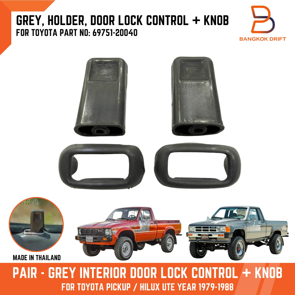Grey Door Lock Control Knob for Toyota Hilux Ute 79-87 4Runner