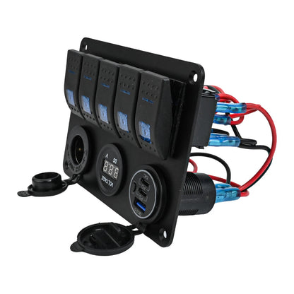 Marine Switch Panel Waterproof with USB Charging for Truck and Caravan