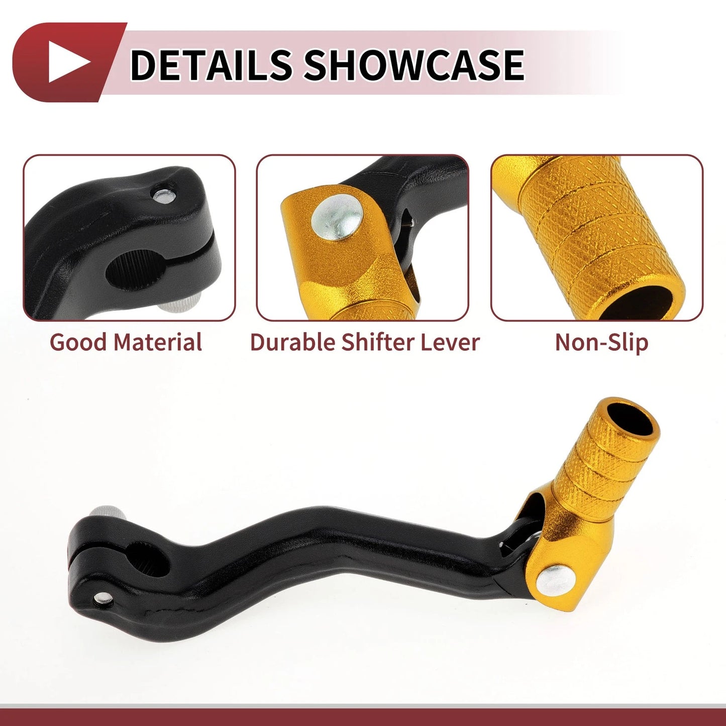Folding Gear Shifter Lever for Kayo T2 Black Lever Gold Tone Head