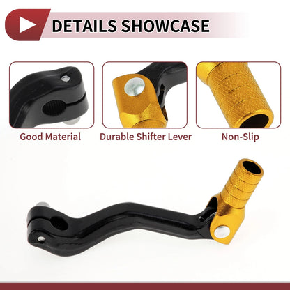 Folding Gear Shifter Lever for Kayo T2 Black Lever Gold Tone Head