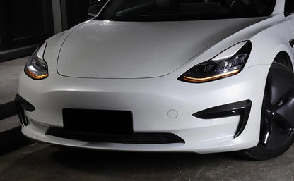 2 x Carbon Fiber Fog Light Eyebrow Covers for Tesla Model 3 (2017-2023)