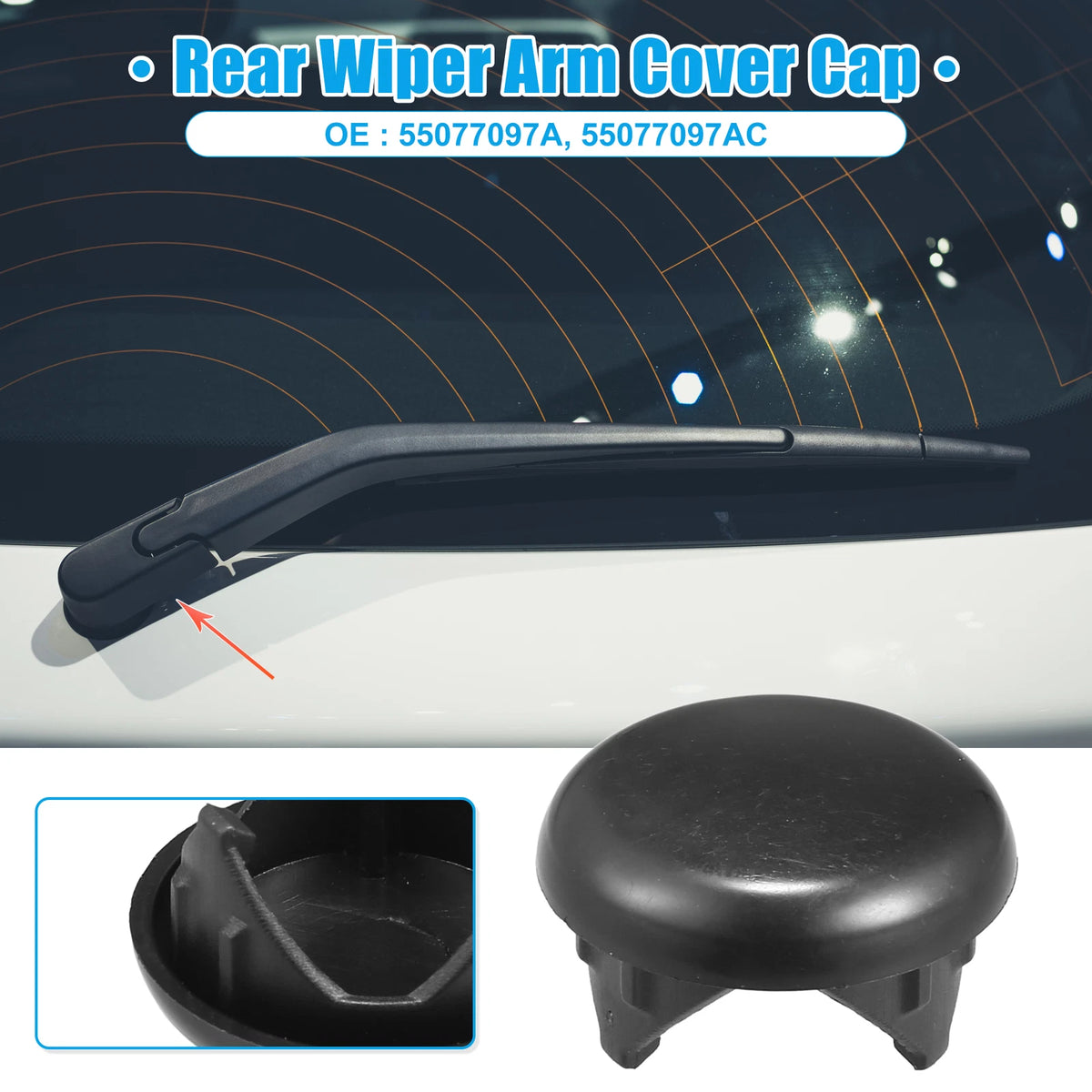 Rear Windshield Wiper Arm Nut Cover for Jeep Grand Cherokee (2001-2004) Black