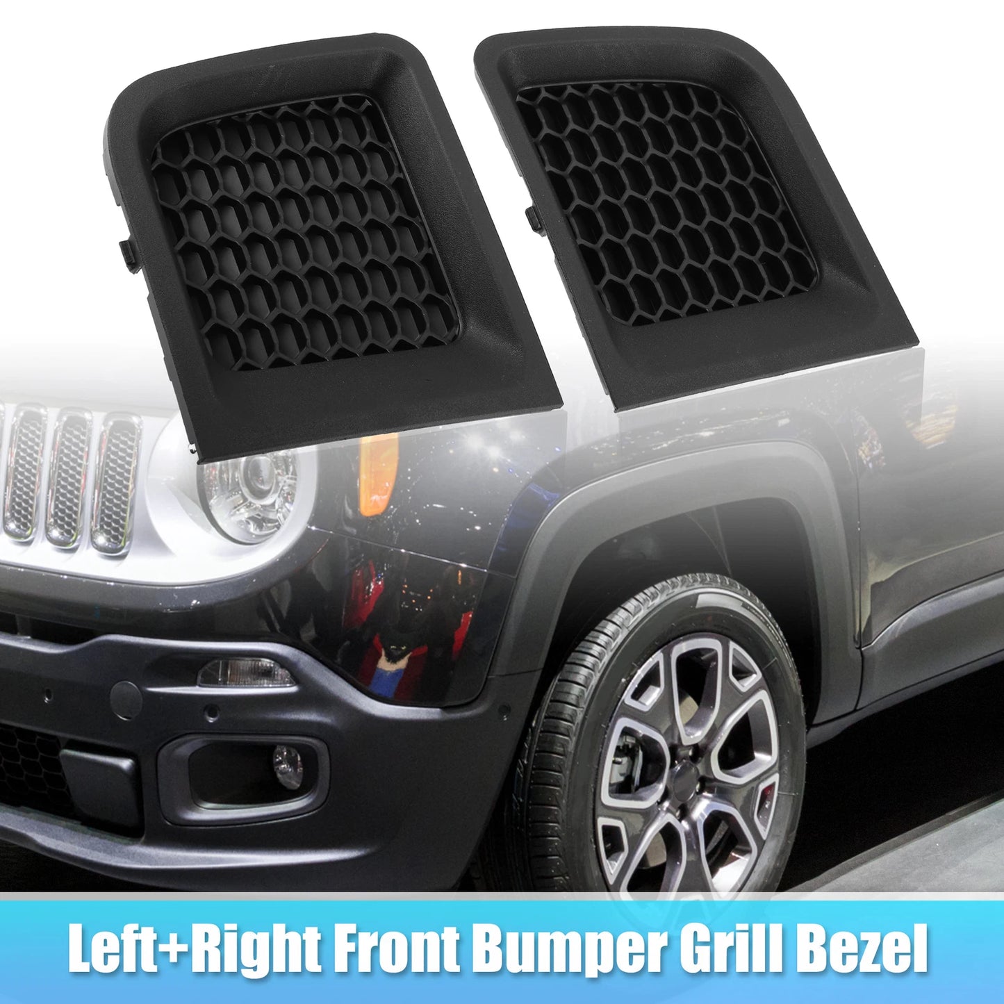 Front Lower Bumper Grille Insert Bezel Covers for Jeep Renegade (2015-2023)