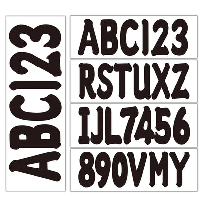 Black Alpha-Numeric Registration Stickers Decals for Boat