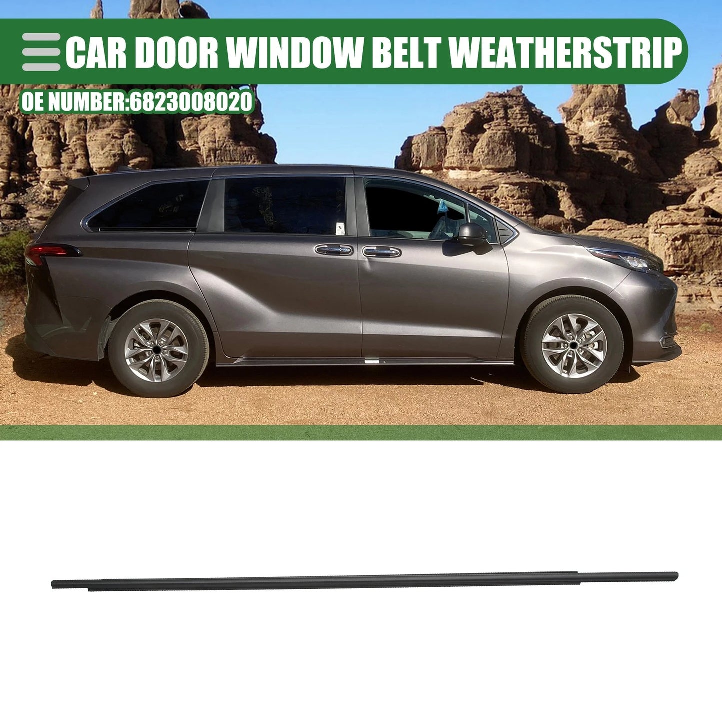 Rear Right Door Window Belt Weatherstrip for Toyota Sienna (2011–2020)