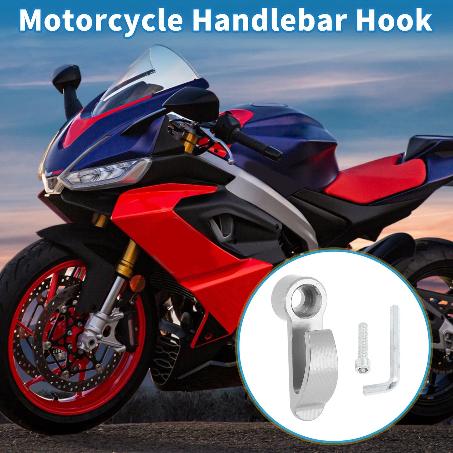 Handlebar Hook / CNC / Hanging Hook Aluminum Alloy Silver Tone for Motorcycle