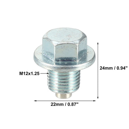 4 x M12x1.25 Car Oil Drain Plug with Washers for Toyota Silver Tone