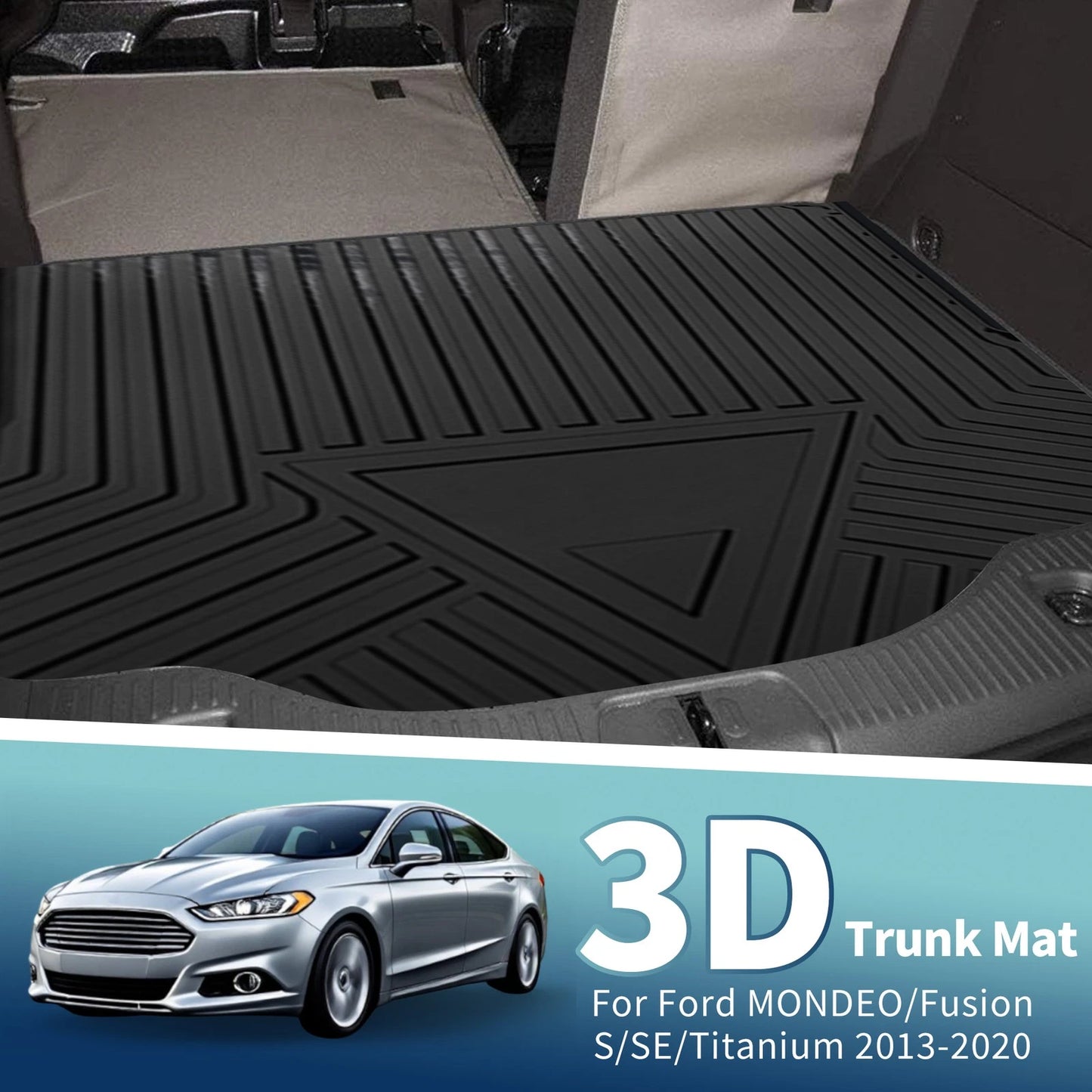 Flat Face Cargo Liner Rear Trunk Mat for Ford Fusion (2013-2020) 1 Pc