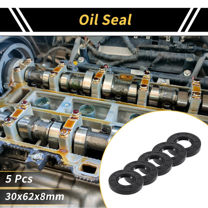 Oil Seal / 30x62x8mm / Rotary Shaft Seal NBR Rubber Black 5 Pcs