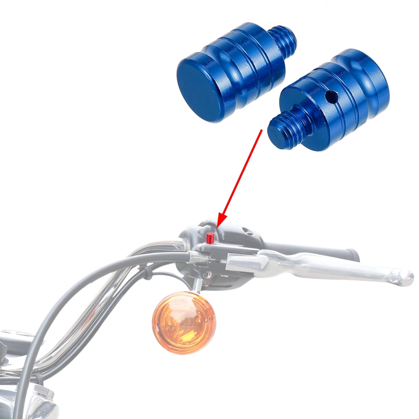 2 x M8x1.31 Motorcycle Side Mirror Hole Plug Screw Alloy Blue for Motorcycle