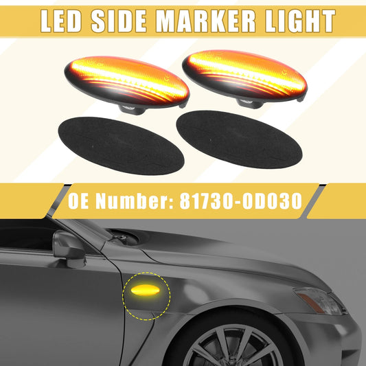 Pair Front LED Side Marker Light Black Amber for Toyota Yaris