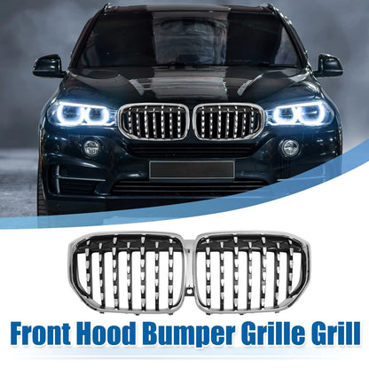 Front Hood Bumper Grille for BMW X5 (2000-2006) - Silver Tone