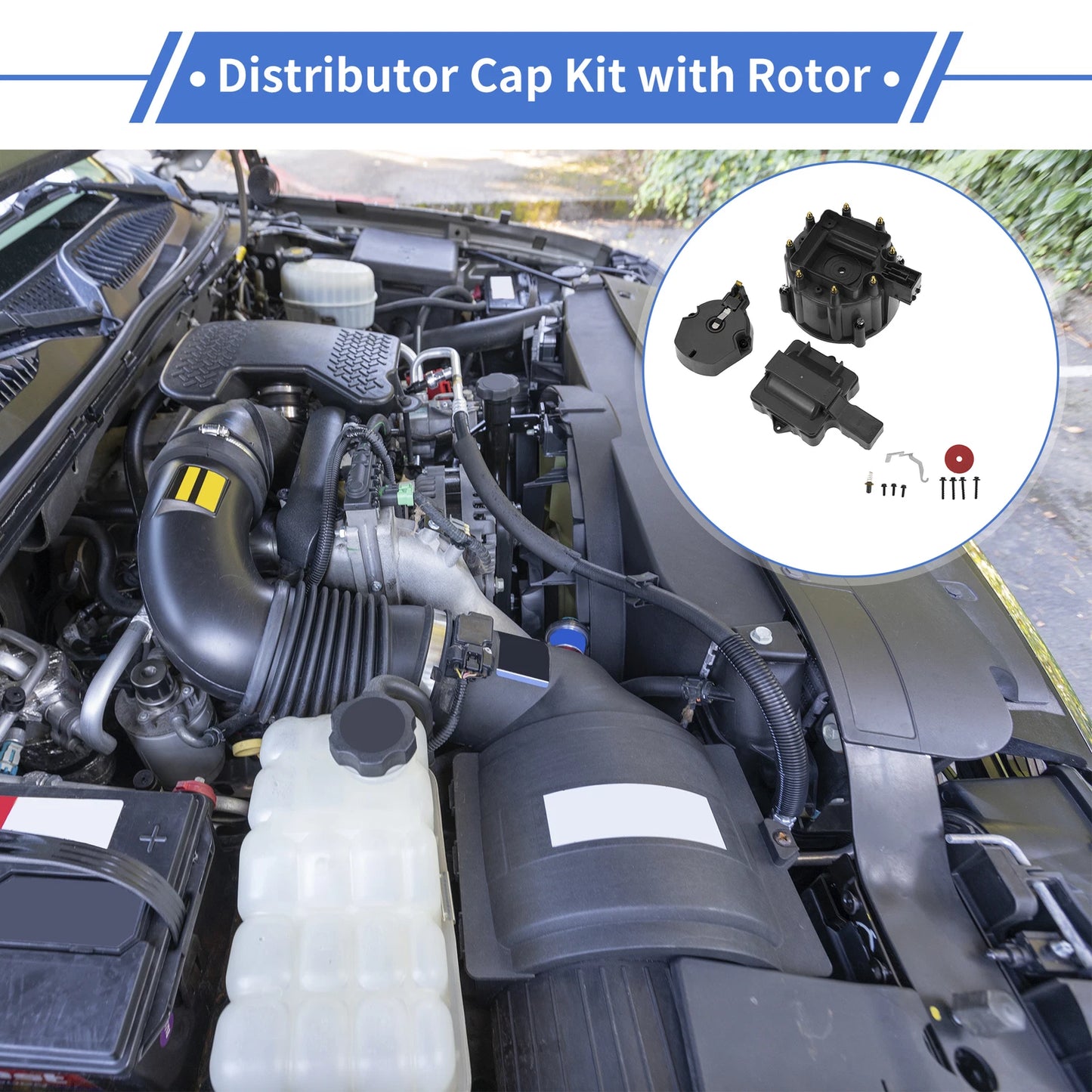 Distributor Cap Kit for Chevy GM SBC BBC 305 327 350 396 Black Rotor
