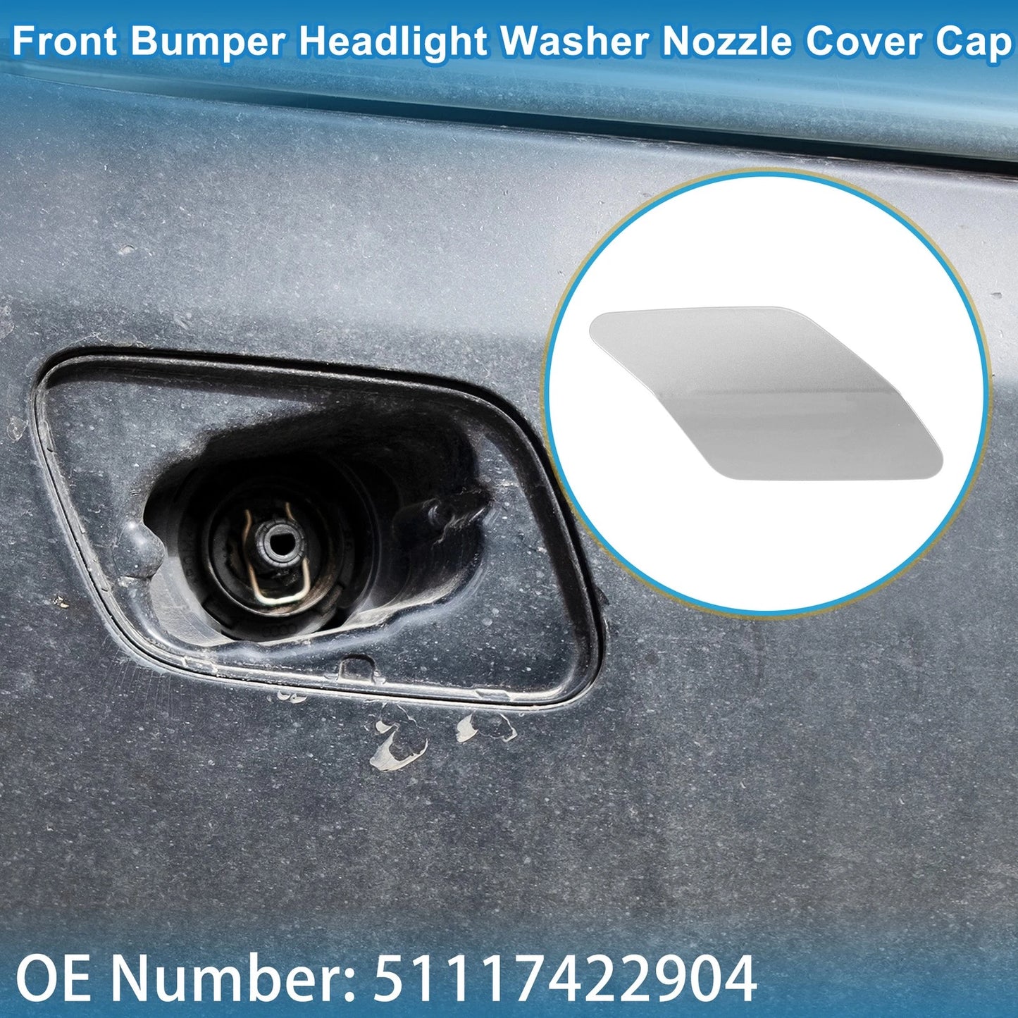 Front Right Washer Nozzle Cover for BMW X6 (2015-2019) Silver Tone
