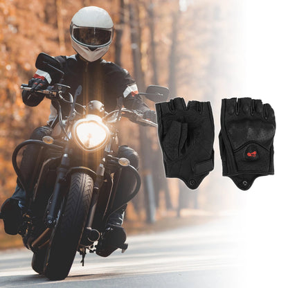M 1 x Motorcycle Gloves Breathable Half Finger Leather Outdoor Gloves Black