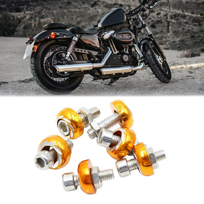 License Plate Bolt Screw Nuts 6 x Aluminum Alloy Gold Tone for Car Motorcycle