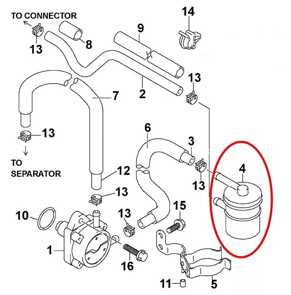 Suzuki Outboards Fuel Filter 4-Str for DF25/DF40/DF70/DF115/DF140 HP