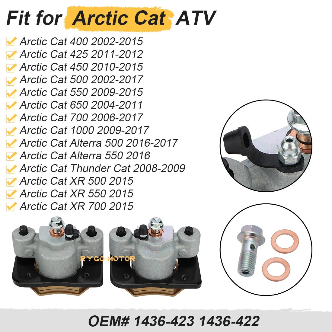 Front & Rear Brake Calipers for Arctic Cat 400-700 Alterra Thunder Cat XR