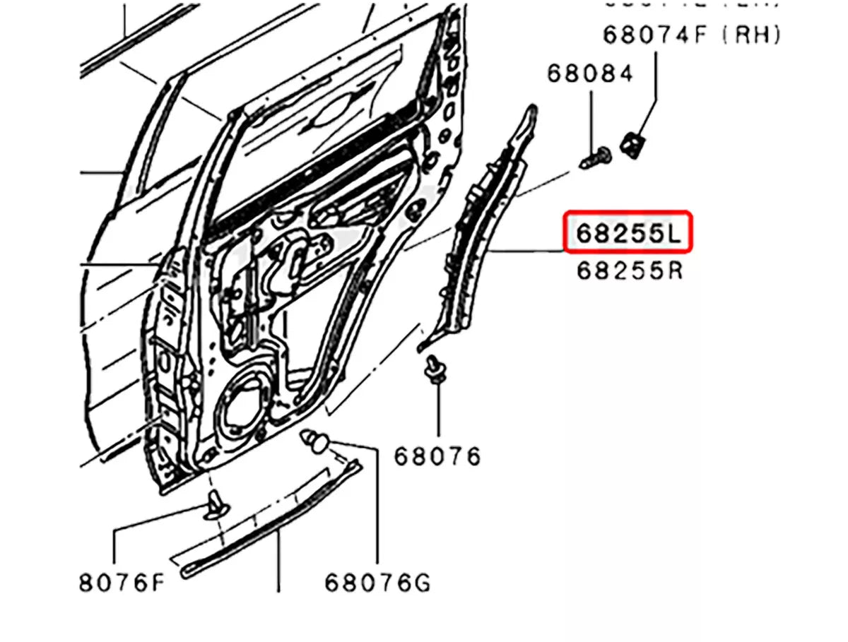 LH Rear Door Garnish for Mitsubishi Pajero Sport (2015-2022)