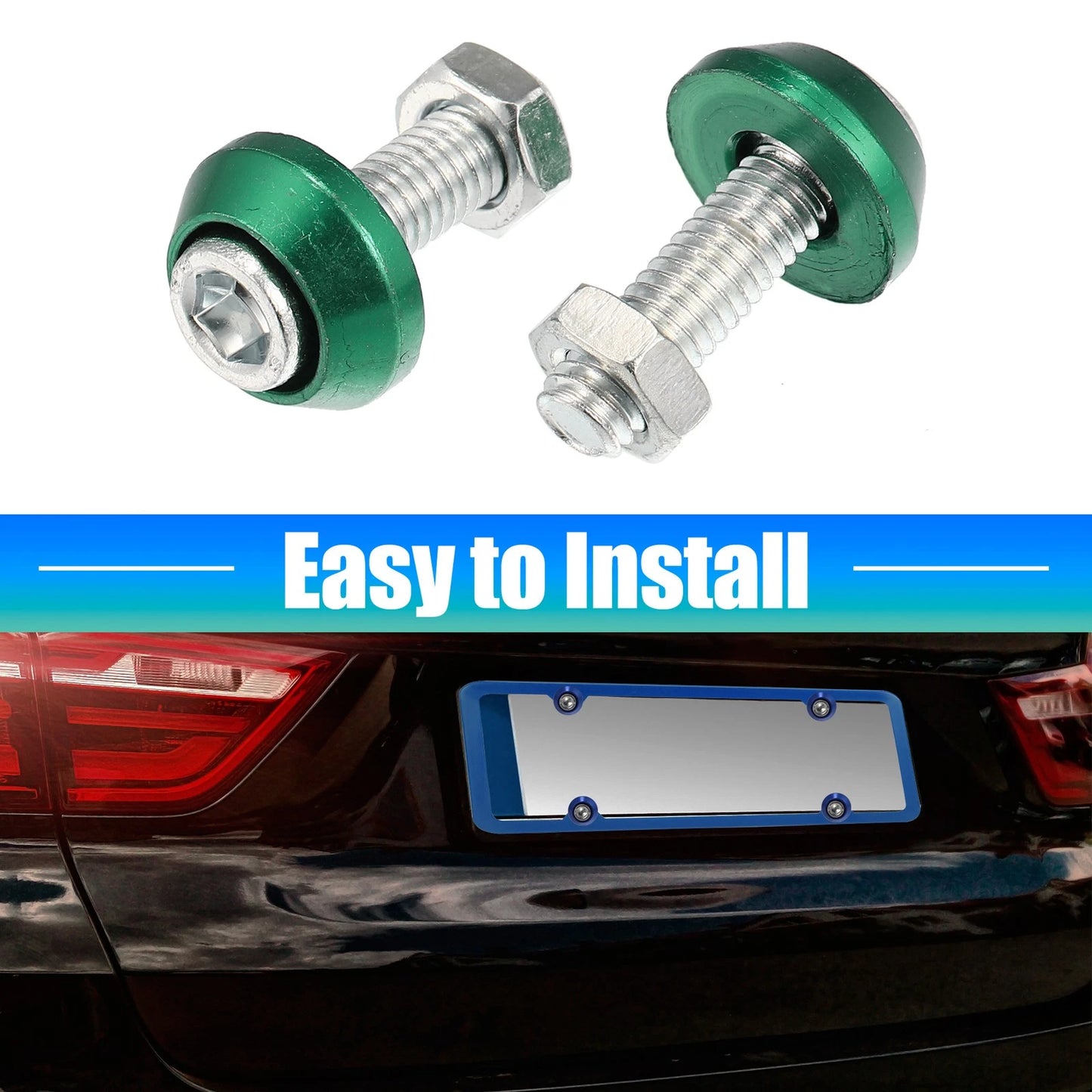 8 x Aluminum Alloy License Plate Bolt M6 Screw Nut for Car Motorcycle Green