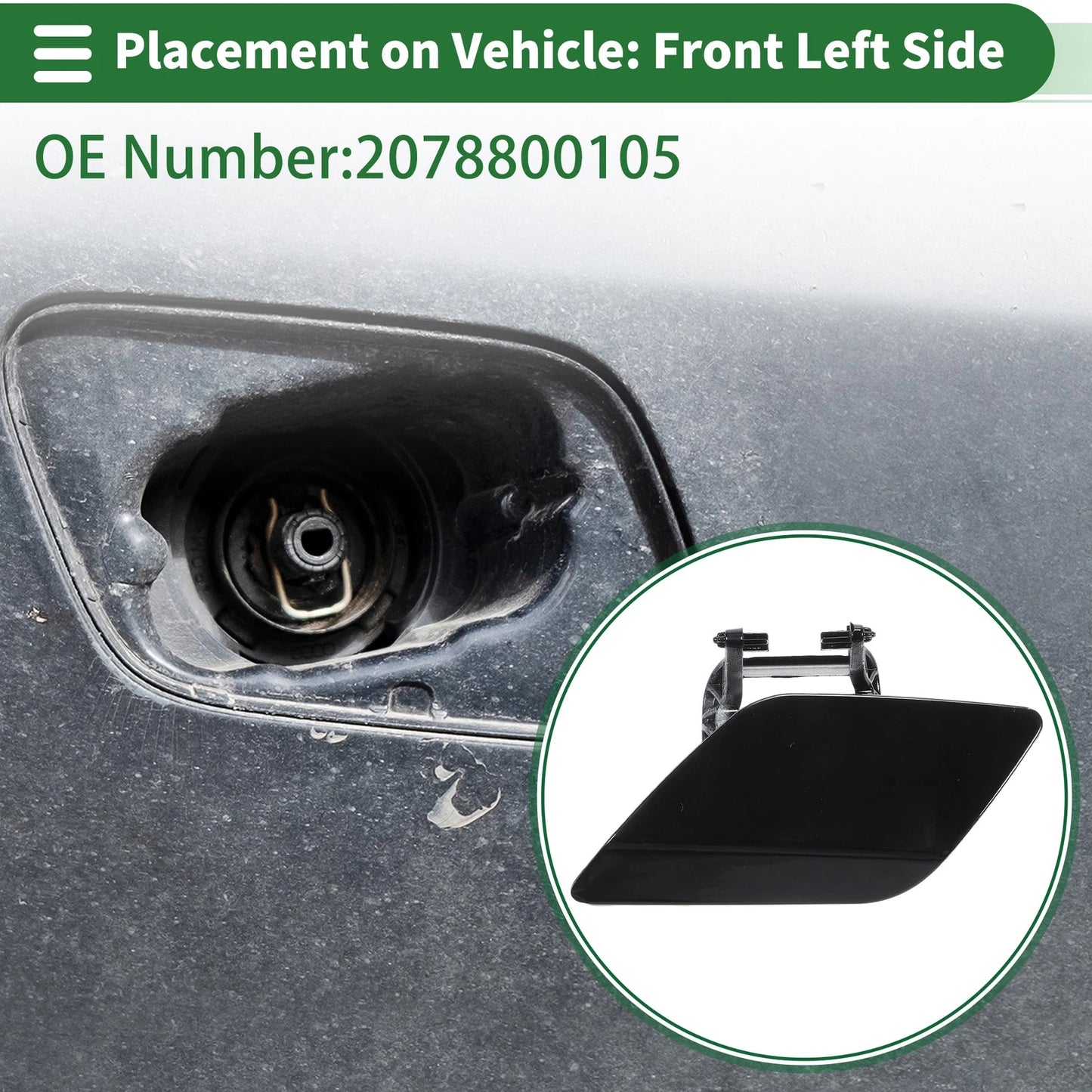 Front Left Bumper Headlight Washer Nozzle Cover for Mercedes-Benz (2010-2015)