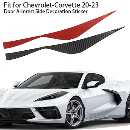 Vinyl Carbon Fiber Door Armrest Side Cover Trim Set for Corvette C8 (2020-2024)