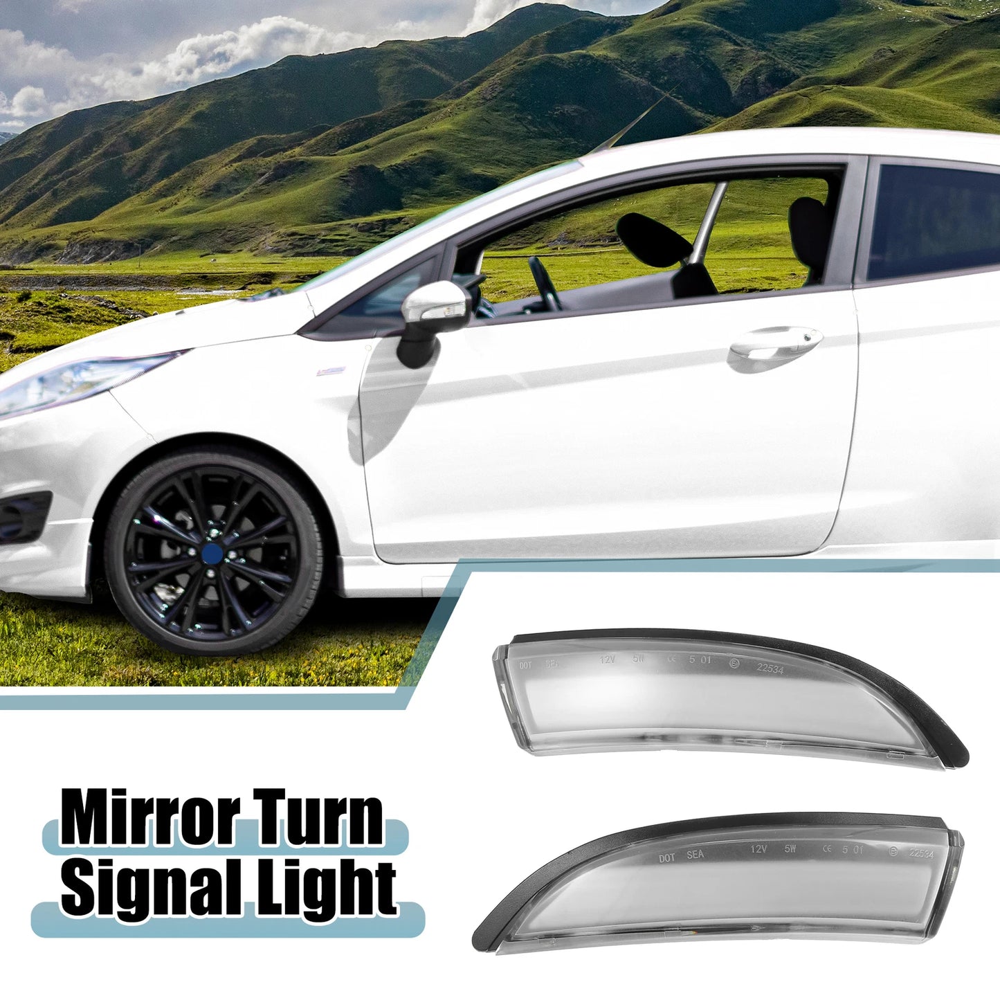 Mirror Turn Signal Light for Ford (Plastic Black Clear) 1 Pair