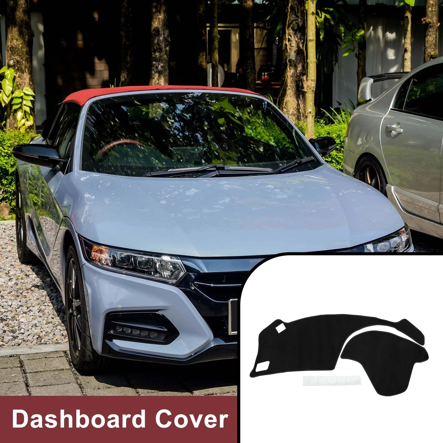 Dashboard Cover Mat for HONDA S660 2015-2023 Sun Protector Black