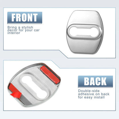 4 x Car Door Lock Latch Covers for Hyundai Kia Silver Tone