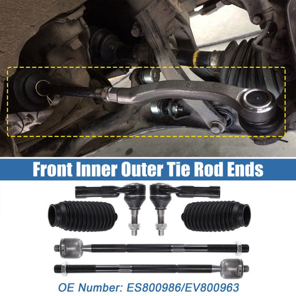 6pcs Front Inner Outer Tie Rod Ends for Chrysler 300 (2005-2023)