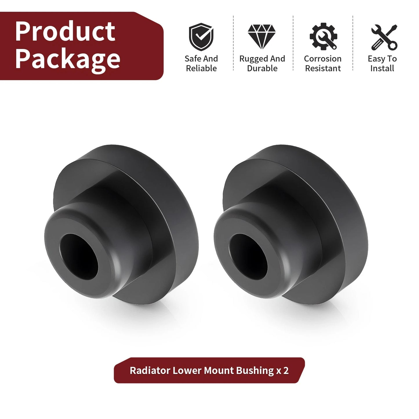 Radiator Lower Mount Bushing 2pcs for Polaris Trail Boss 350L 2x4/4x4 1990-1993
