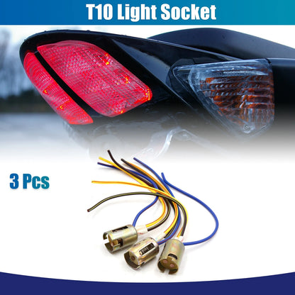 3 x LED Motorcycle Brake Stop Light Wire Socket Holder for Universal