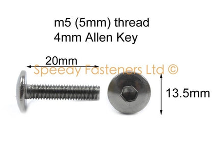 10x Bulloni M5 x 20mm Acciaio Inox Pan Fungo Testa for Kawasaki Yamaha