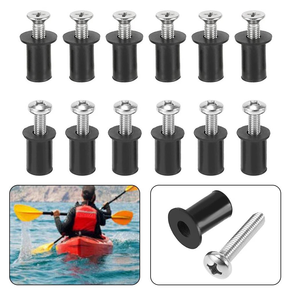 Stainless Steel Screws & Nuts / 12PCS / Screws and Nuts for Kayaks Canoes Boats
