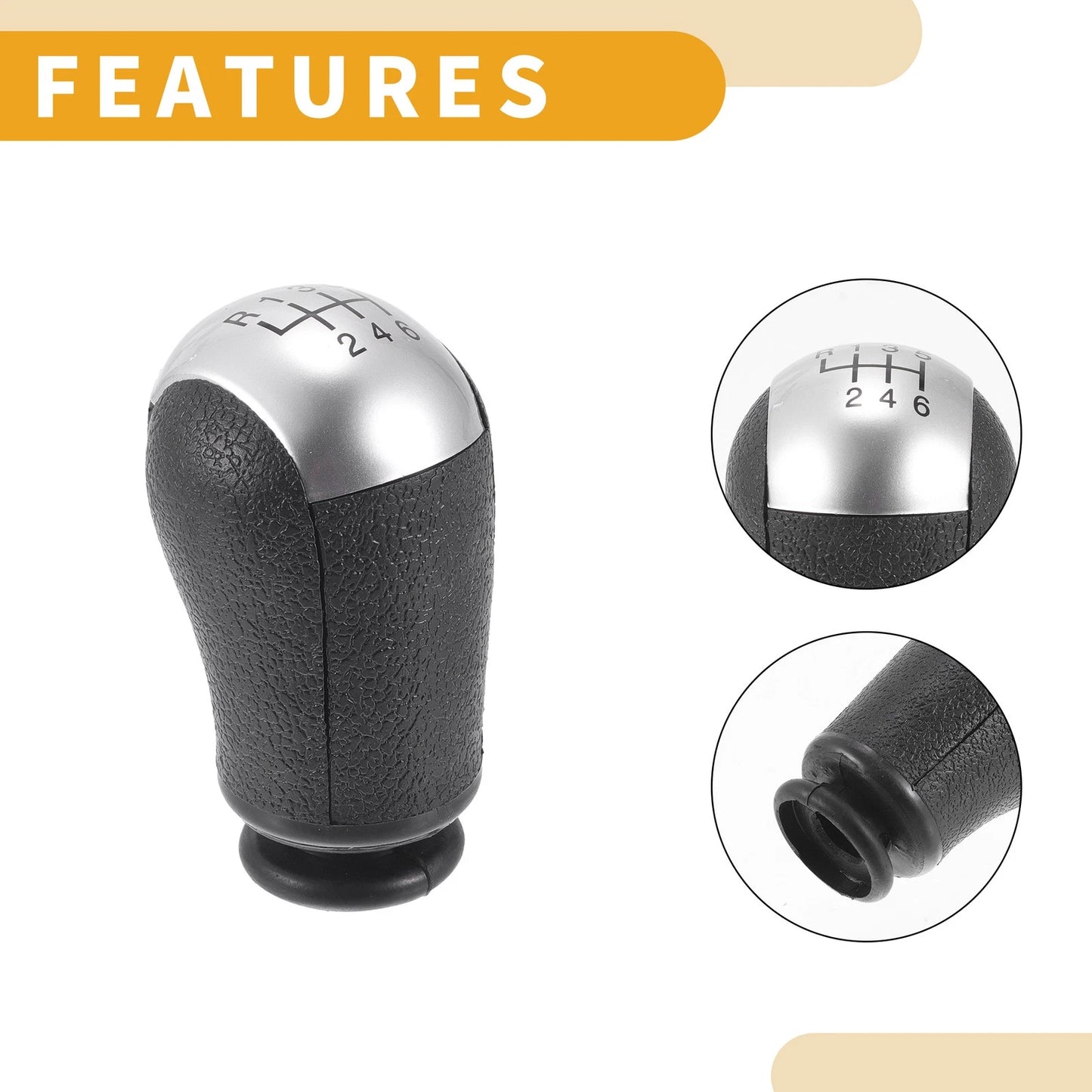 6 Speed Manual Gear Shifter Knob for Ford Focus (2005-2012) - Plastic Silver Tone